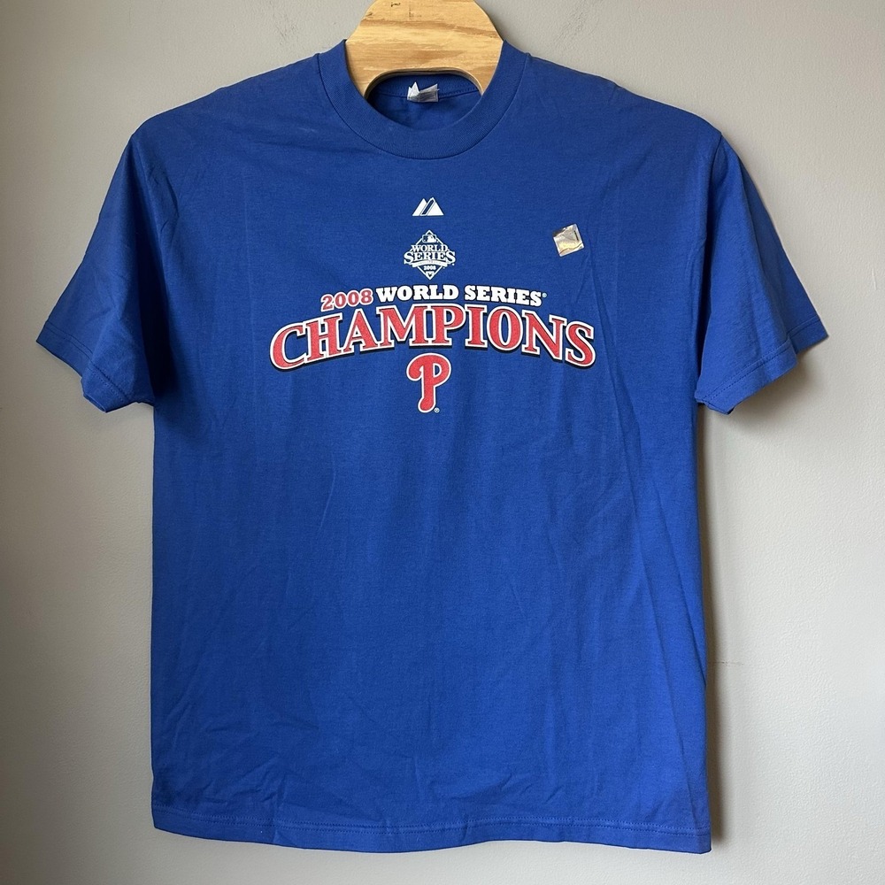 Philadelphia Phillies Shirt Men XL Blue MLB Baseball 2008 World Series‎ NOS